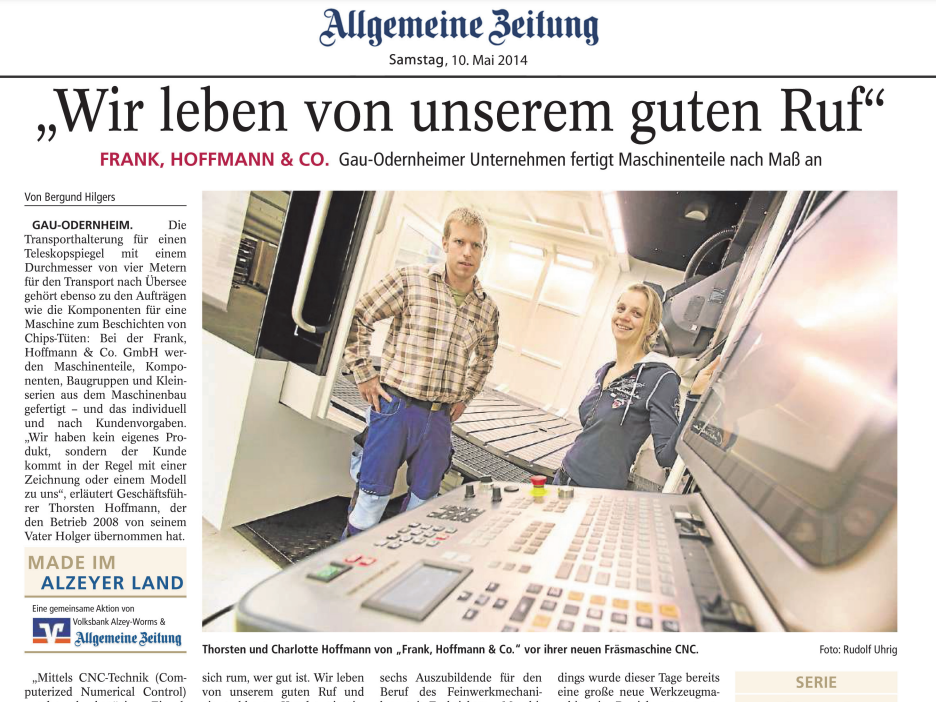 Wir leben von unserem guten Ruf. Zeitungsartikel